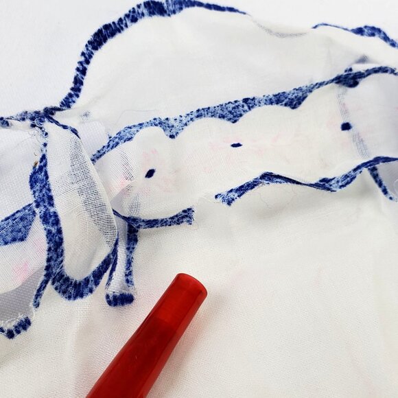 VTG White Blue Waist Half Apron Bow & Fan Cottagecore Farm Chore Boho Chic *READ - Picture 4 of 9